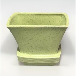 Vintage McCoy Green Speckled Art Deco‎ Flared Vase Planter MCM ~5x5x3